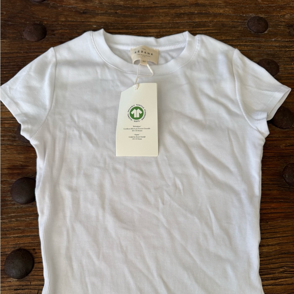 Sezane Camil T-shirt Ecru - Size XS